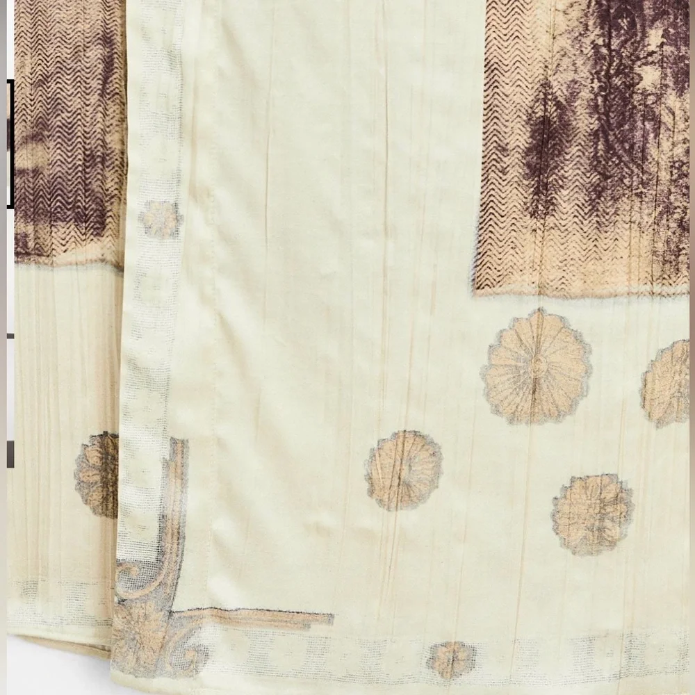 NWT [Massimo Dutti] Luxury Flowing Satin Printed Midi Elastic Skirt Women’s XS - Picture 4 of 15